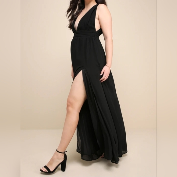 Lulus Women's Heavenly Hues Black Sleeveless Maxi Dress, Size MED - Picture 7 of 15